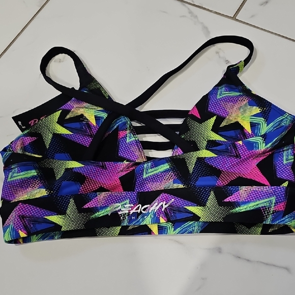 NWT Peachy Athletic Star Pattern Sports Bra | Multicolor | S - Picture 5 of 5